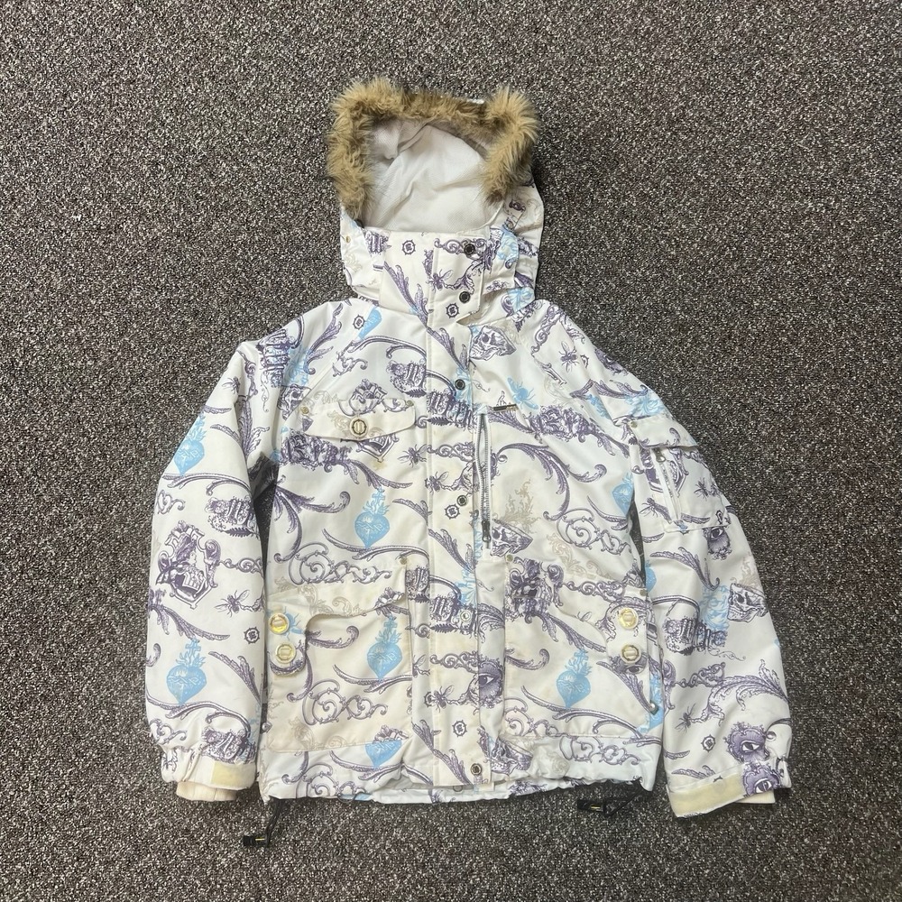 Empyre 2000s Jacket All Over Print Zip Up Rare Y2k Womans Fur Ski Snowboard Sm